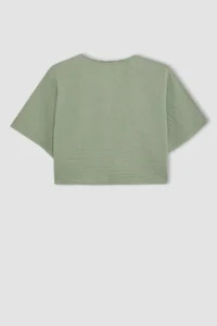 DeFacto Front Tie Short Sleeve Blouse Girl - Image 8
