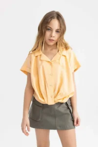 DeFacto Cropped Fit Short Sleeve Shirt Girl - Image 4