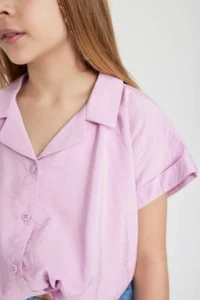 DeFacto Cropped Fit Short Sleeve Shirt Girl - Image 3