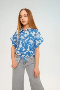 DeFacto Crop Short Sleeve Patterned Shirt Girl