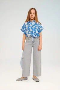 DeFacto Crop Short Sleeve Patterned Shirt Girl - Image 2