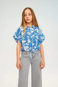 DeFacto Crop Short Sleeve Patterned Shirt Girl - Image 3