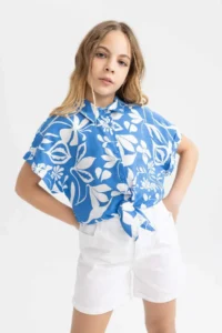 DeFacto Crop Short Sleeve Patterned Shirt Girl - Image 6