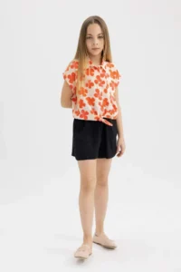 DeFacto Girl's Crop Patterned Short Sleeve Shirt - Image 2