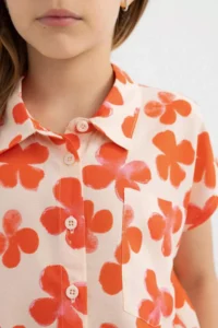 DeFacto Girl's Crop Patterned Short Sleeve Shirt - Image 6