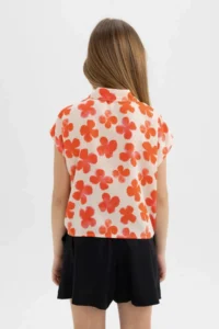 DeFacto Girl's Crop Patterned Short Sleeve Shirt - Image 7
