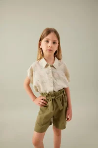 DeFacto Crop Patterned Short Sleeve Shirt Girl