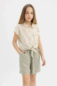 DeFacto Crop Patterned Short Sleeve Shirt Girl - Image 4
