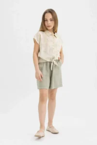 DeFacto Crop Patterned Short Sleeve Shirt Girl - Image 5
