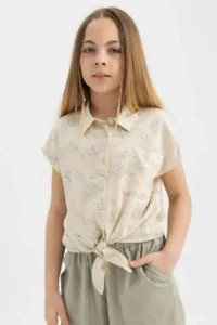 DeFacto Crop Patterned Short Sleeve Shirt Girl - Image 6