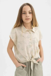 DeFacto Crop Patterned Short Sleeve Shirt Girl - Image 7