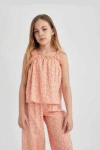 DeFacto Patterned Sleeveless Blouse Girls'