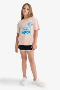 DeFacto Girls' Elastic Waist Basic Plain Shorts - Image 2