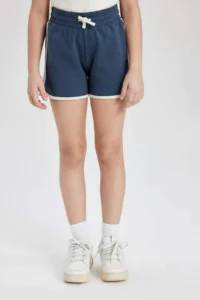 DeFacto Girls' Elastic Waist Basic Plain Shorts