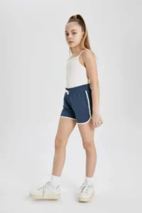 DeFacto Girls' Elastic Waist Basic Plain Shorts - Image 2