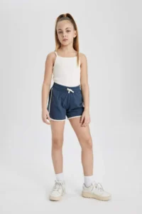 DeFacto Girls' Elastic Waist Basic Plain Shorts - Image 3