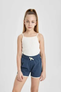 DeFacto Girls' Elastic Waist Basic Plain Shorts - Image 4