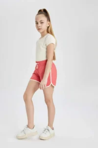 DeFacto Girls' Elastic Waist Basic Plain Shorts - Image 3
