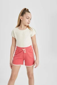 DeFacto Girls' Elastic Waist Basic Plain Shorts - Image 4