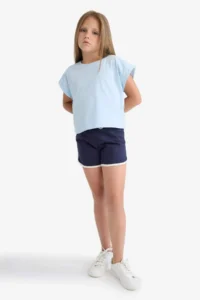 DeFacto Elastic Waist Basic Plain Shorts Girls' - Image 2
