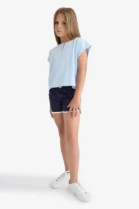 DeFacto Elastic Waist Basic Plain Shorts Girls' - Image 3