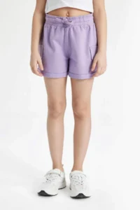 DeFacto Girls' Elastic Waist Basic Plain Shorts