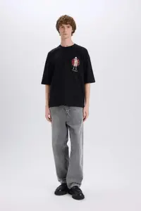 DeFacto One Piece Loose Fit Crew Neck Back Printed Short Sleeve T-Shirt - Image 2