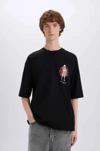 DeFacto One Piece Loose Fit Crew Neck Back Printed Short Sleeve T-Shirt - Image 3