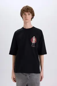 DeFacto One Piece Loose Fit Crew Neck Back Printed Short Sleeve T-Shirt - Image 4