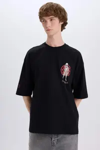 DeFacto One Piece Loose Fit Crew Neck Back Printed Short Sleeve T-Shirt - Image 5