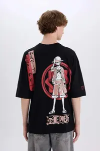 DeFacto One Piece Loose Fit Crew Neck Back Printed Short Sleeve T-Shirt - Image 8