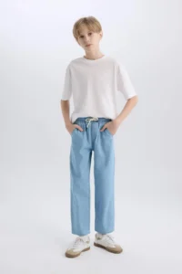DeFacto Boy's Straight Fit Straight Leg Basic Straight Jean Trousers