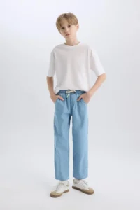 DeFacto Boy's Straight Fit Straight Leg Basic Straight Jean Trousers B5740a825sm - Image 2