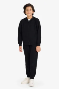 DeFacto Basic Plain Pique Sweatpants with Elastic Waist Cuffs for Boys - Image 2