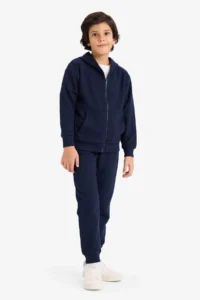DeFacto Basic Plain Pique Sweatpants with Elastic Waist Cuffs for Boys - Image 2