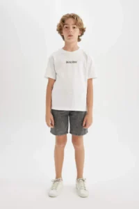 DeFacto Boys' Basic Plain Jeans Shorts
