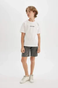 DeFacto Boys' Basic Plain Jeans Shorts - Image 2