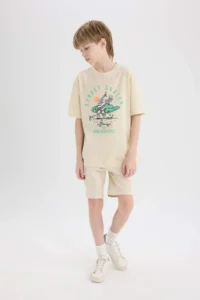 DeFacto Elastic Waist Cargo Pocket Shorts Boy - Image 3