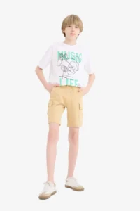 DeFacto Boy's Elastic Waist Cargo Pocket Shorts B5868a825hs - Image 3