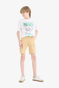 DeFacto Boy's Elastic Waist Cargo Pocket Shorts B5868a825hs - Image 4