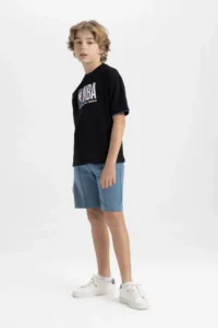 DeFacto Boys' Basic Plain Bermuda Shorts - Image 5