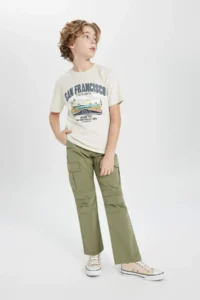 DeFacto Cargo Pocket Straight Leg Gabardine Trousers Boy