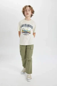 DeFacto Cargo Pocket Straight Leg Gabardine Trousers Boy - Image 2