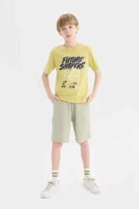 DeFacto Elastic Waist Pocket Pique Shorts Boy - Image 2