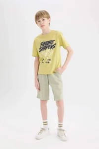 DeFacto Elastic Waist Pocket Pique Shorts Boy - Image 3
