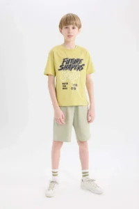 DeFacto Elastic Waist Pocket Pique Shorts Boy - Image 4