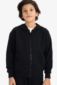 DeFacto Hooded Pique Zippered Sweatshirt Boy