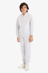 DeFacto Hooded Pique Zippered Sweatshirt Boy - Image 2