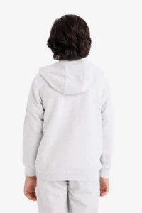 DeFacto Hooded Pique Zippered Sweatshirt Boy - Image 5