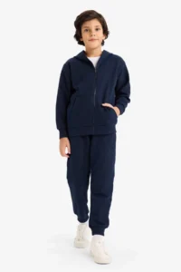 DeFacto Hooded Pique Zippered Sweatshirt Boy - Image 2